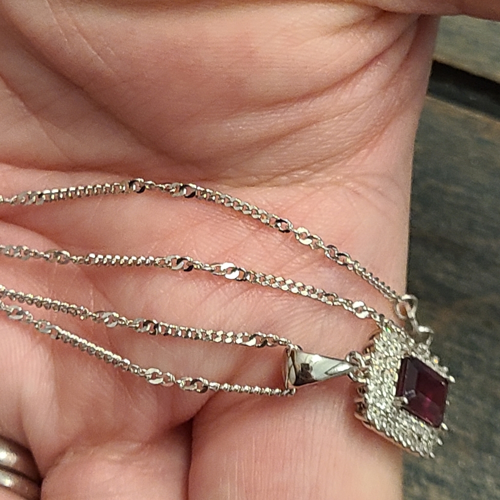 Sterling silver rhodolite necklace - Picture 3 of 5